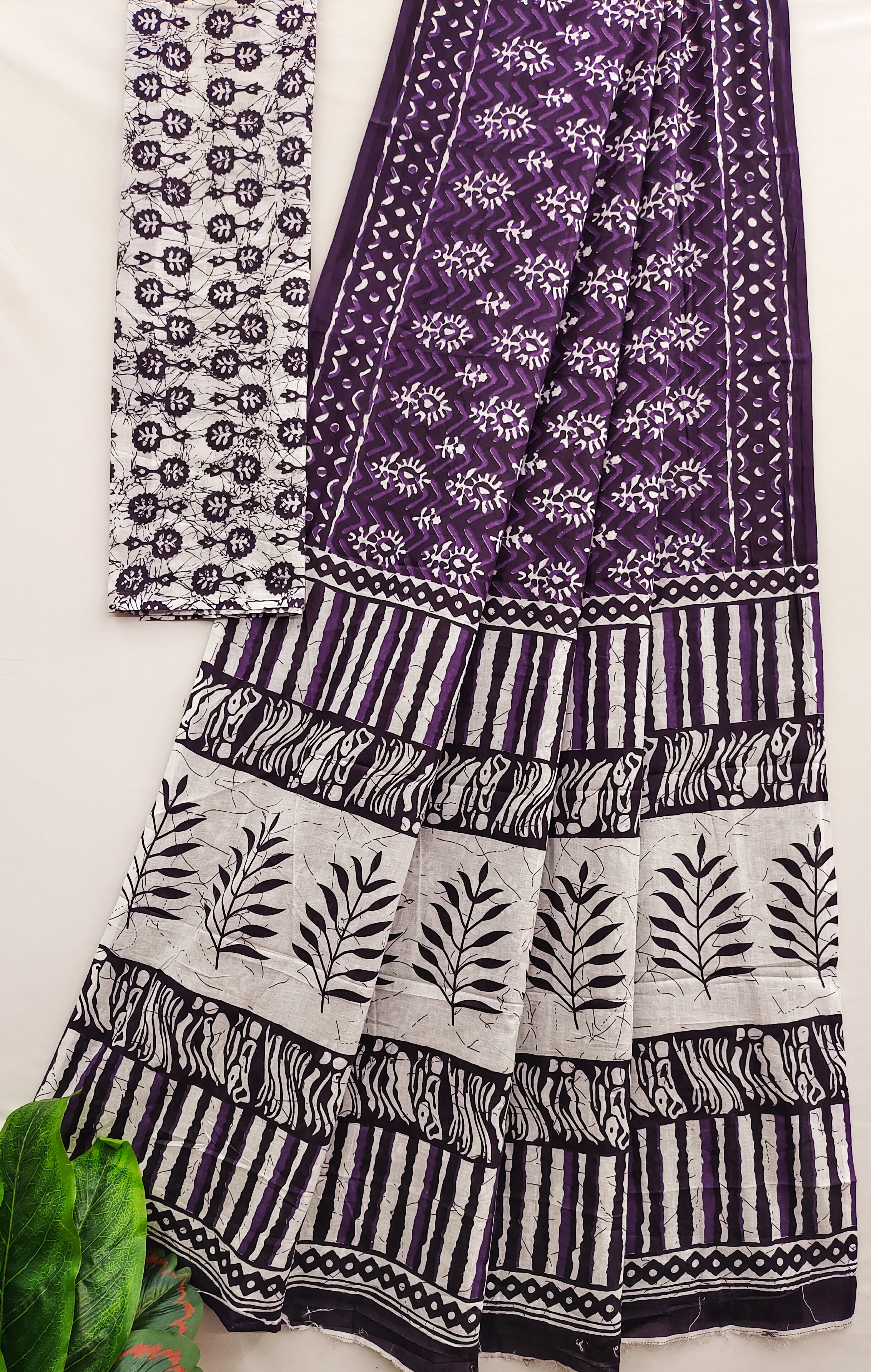 MISS JULIYANA PRIMUM COTTON JAIPUR BAGRU PRINTED COTTON MULMUL PURPLE SAREE