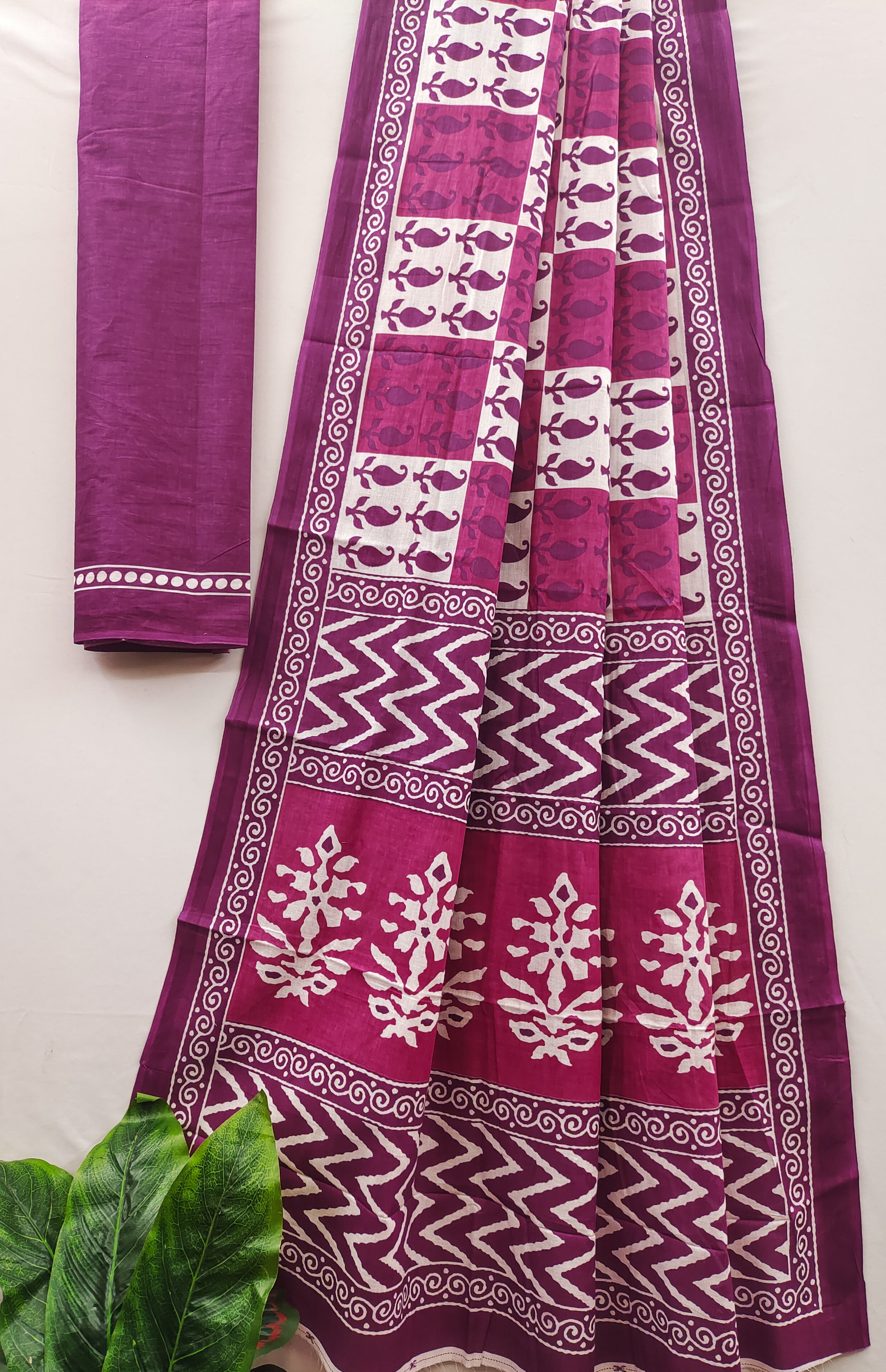 MISS JULIYANA PRIMUM COTTON JAIPUR BAGRU PRINTED COTTON MULMUL PINK SAREE