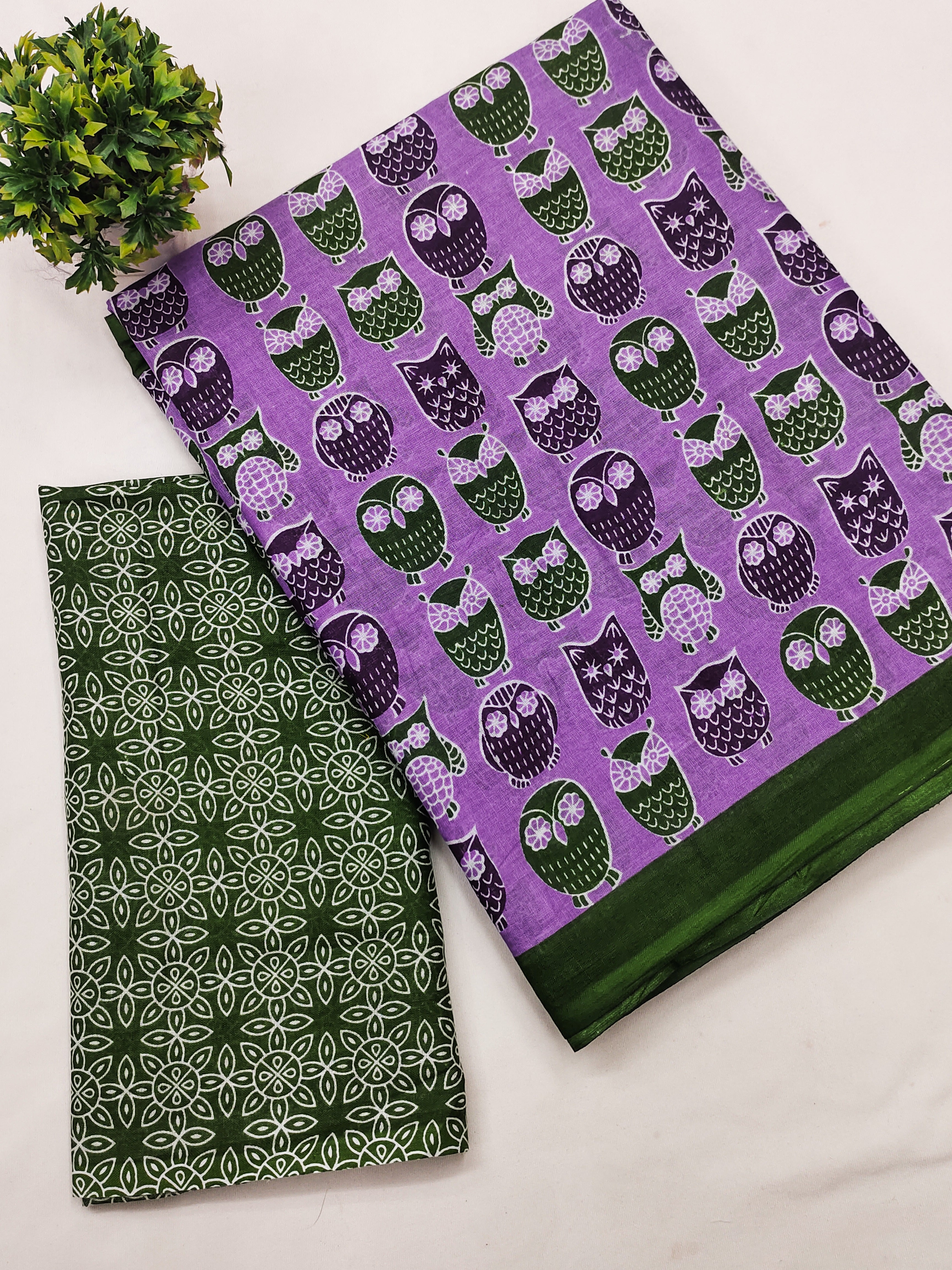 NIHAN SOFT PURE COTTON ABUTRACT HAND BLOCK PRINTED PURPLE SAREE