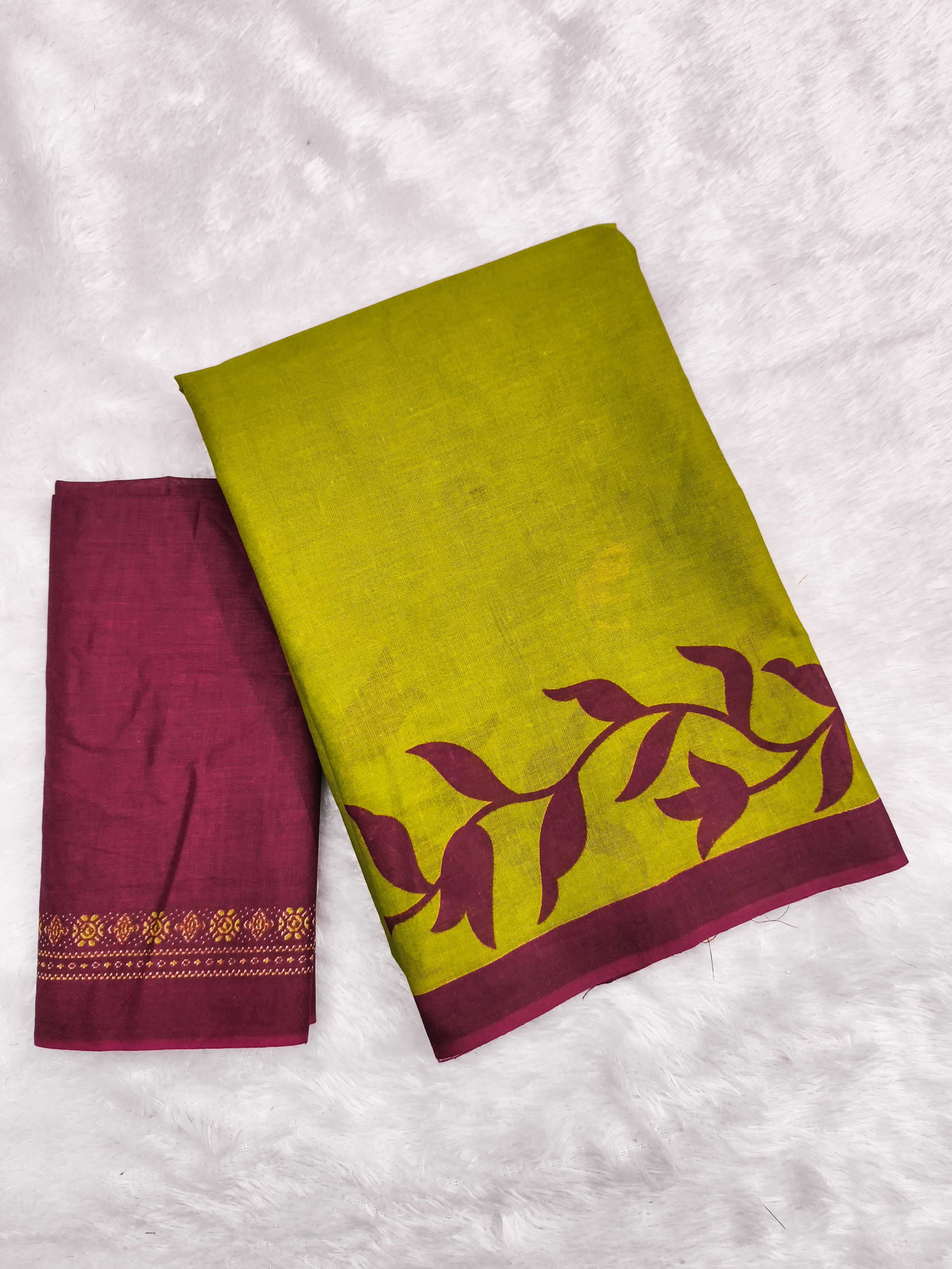 PADMAVATI PURE MULMUL COTTON FANCY HAND BLOCK PRINT GREEN SAREE