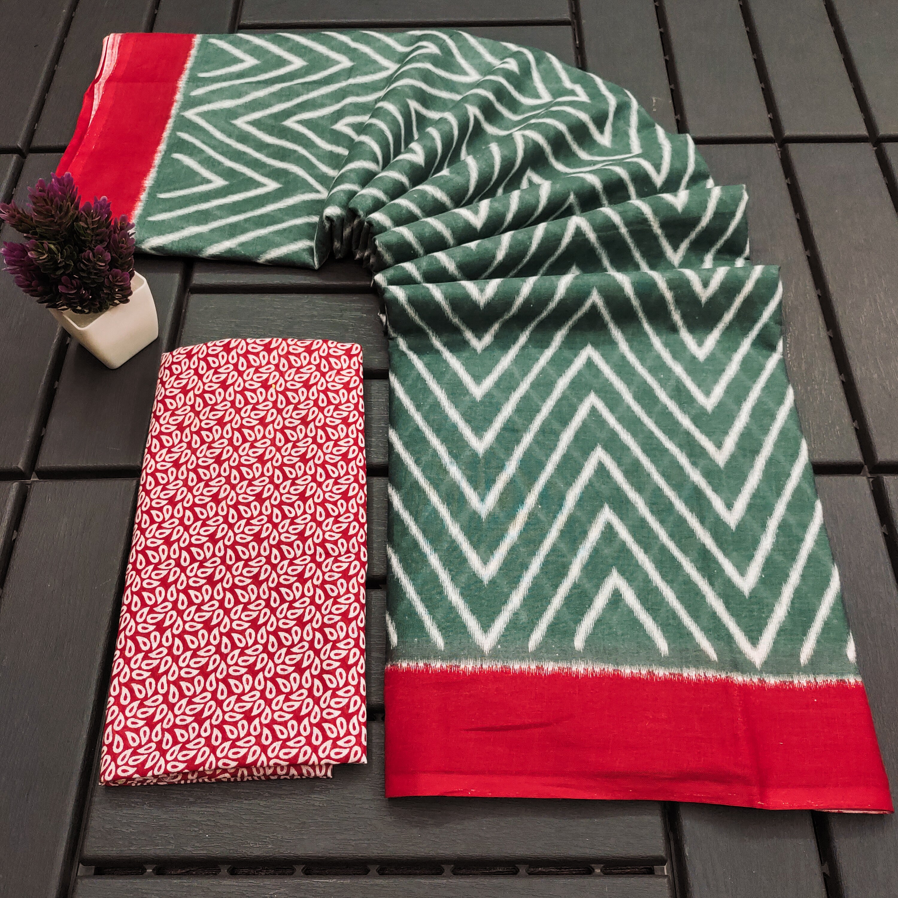 PALLAVI MULMUL PURE COTTON FANCY HAND BLOCK PRINT TEAL SAREE