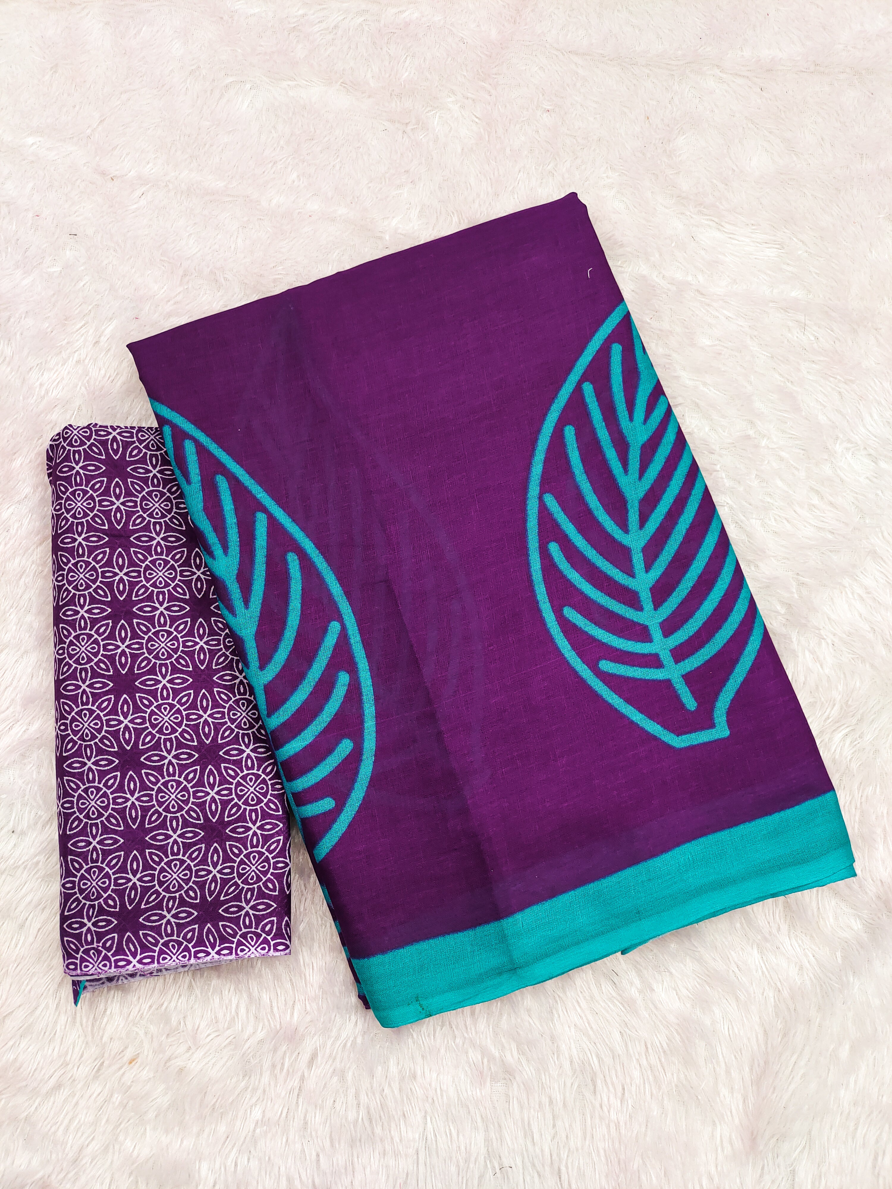 PRANAVI PURE MULMUL MORDAN HAND BLOCK PRINTD PURPLE SAREE