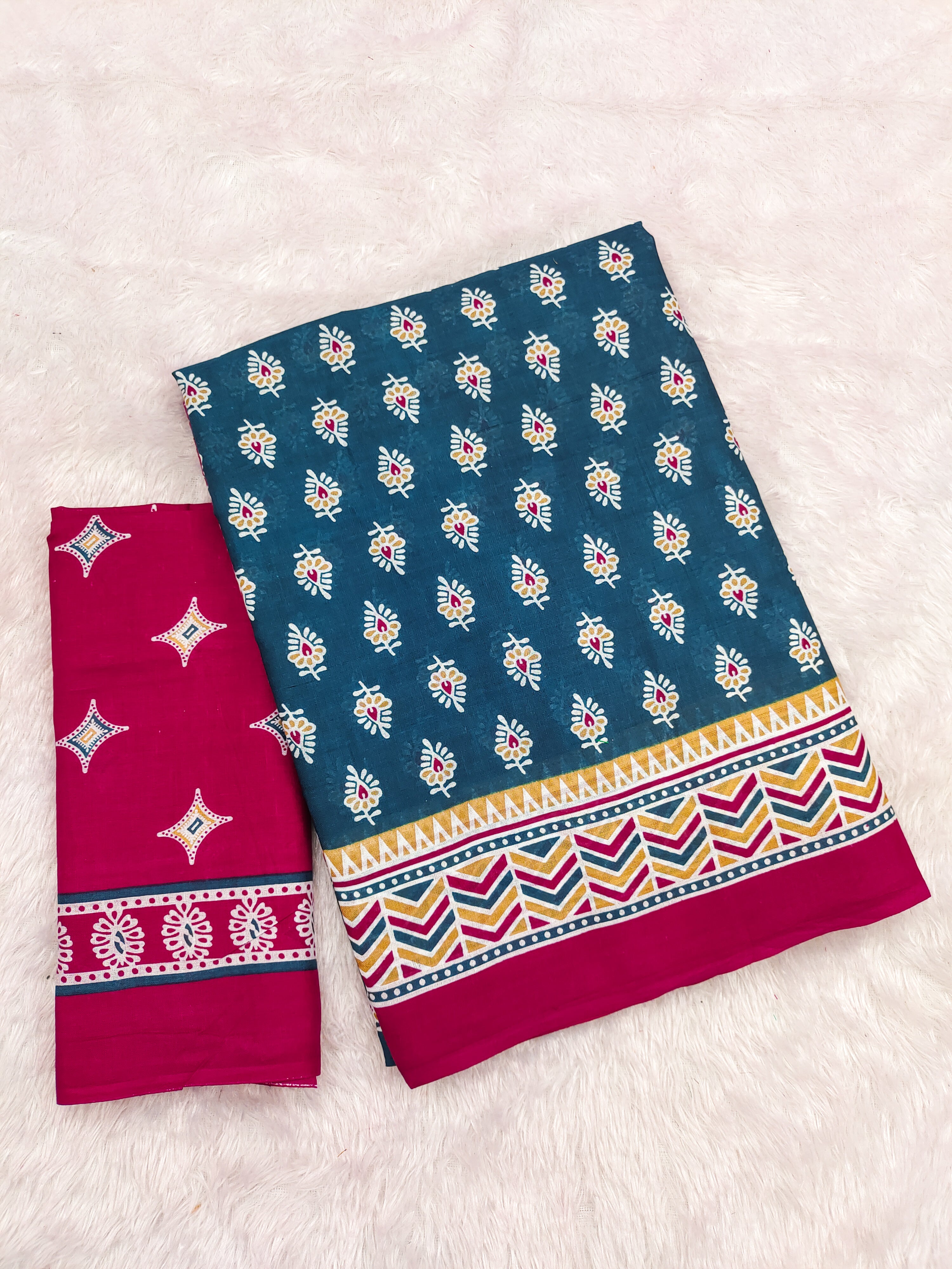 RACHITA PURE MULMUL COTTON BAGRU PRINTD STILL GREY SAREE