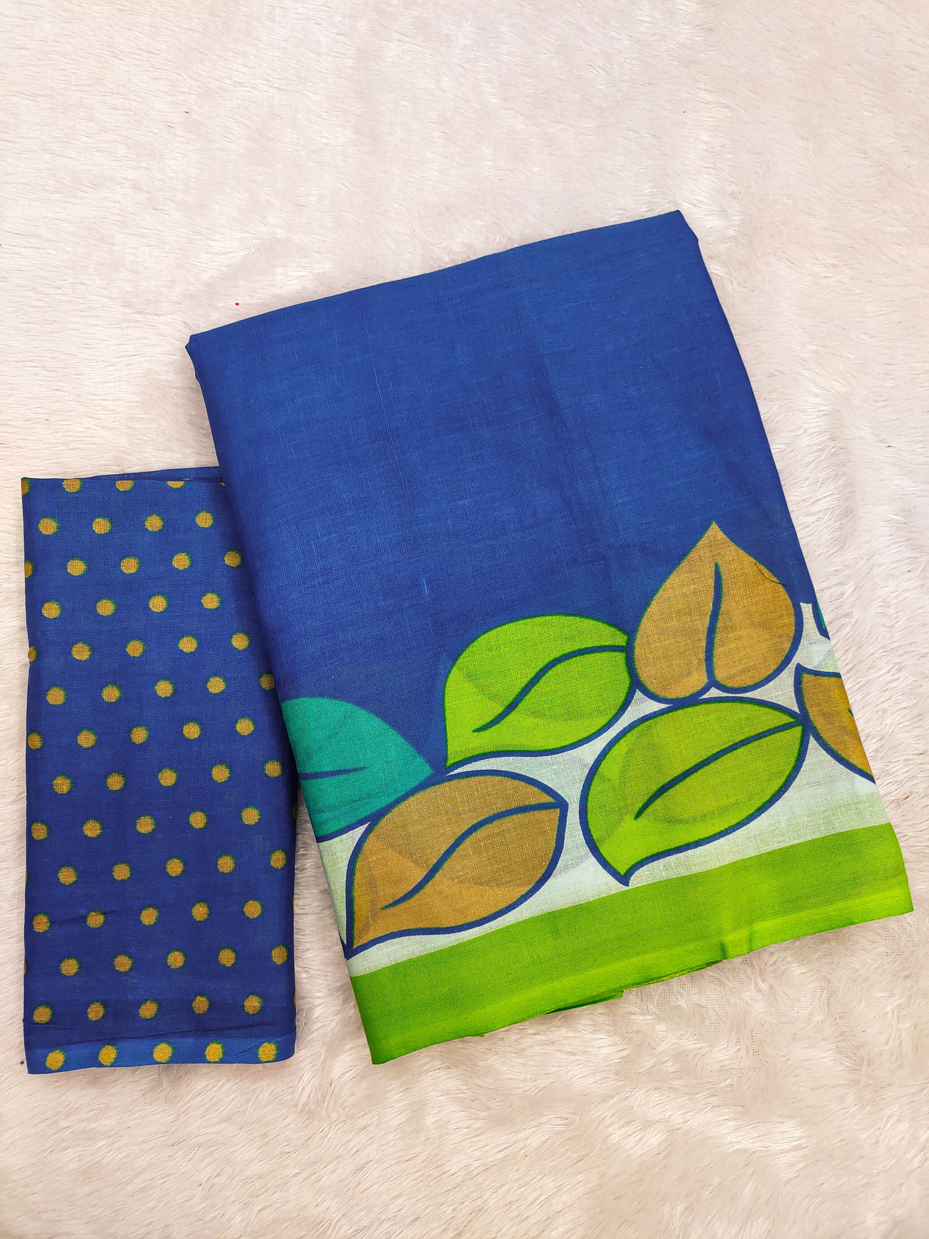 RAMYA PURE MULMUL MADHUBANI HAND BLOCK PRINTD BLUE SAREE