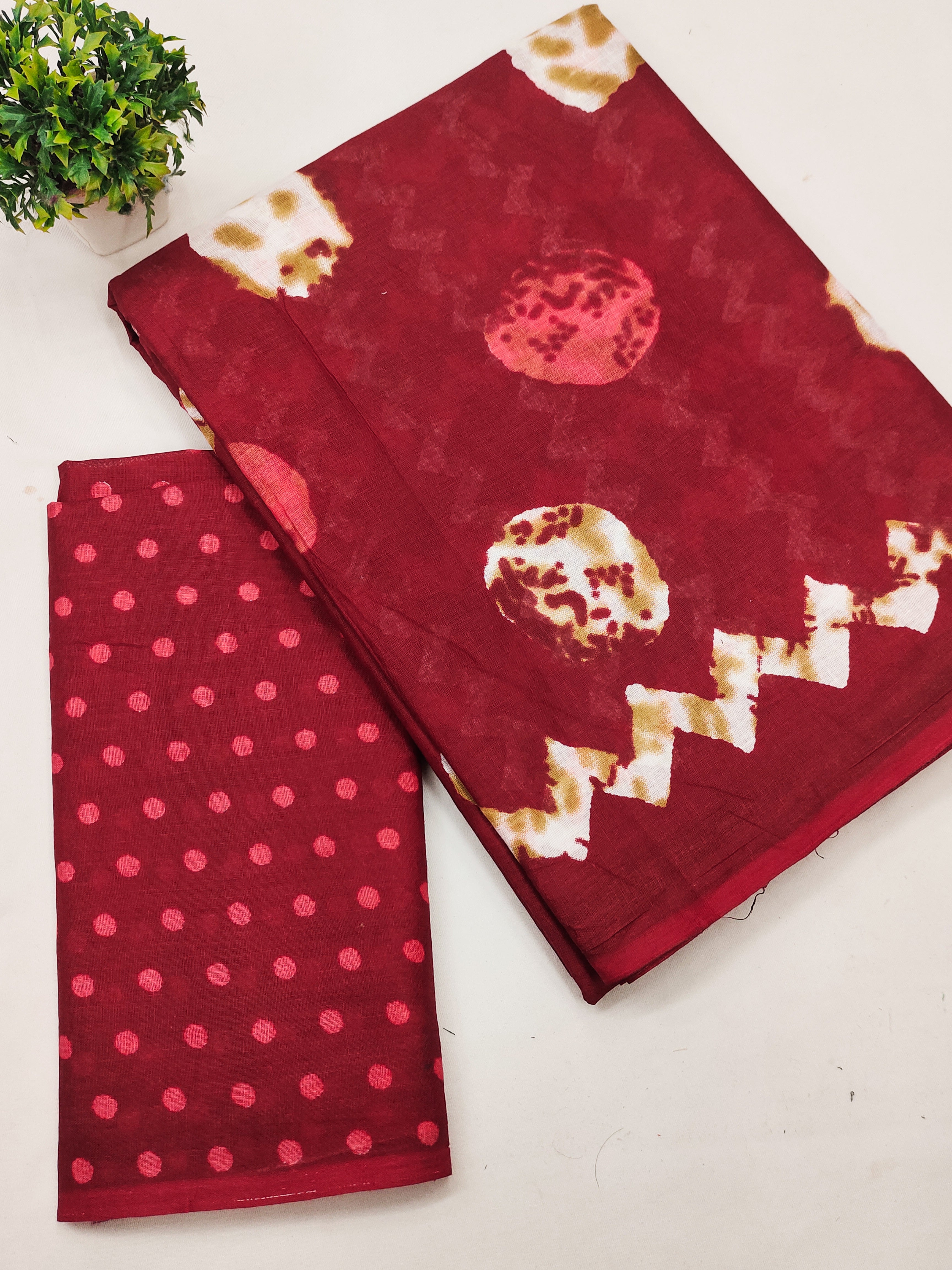 SAMRUDHI SOFT PURE COTTON FANCY BAGRU PRINT RED SAREE