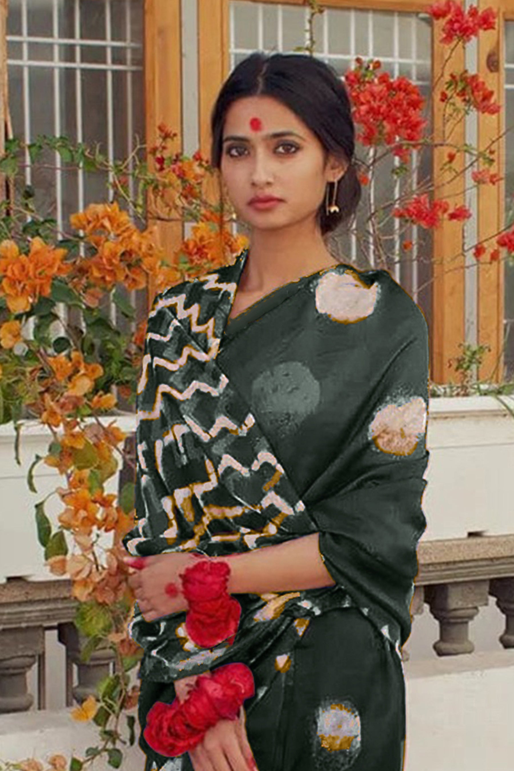 SAMRUDHI SOFT PURE COTTON FANCY BAGRU PRINT GREEN SAREE