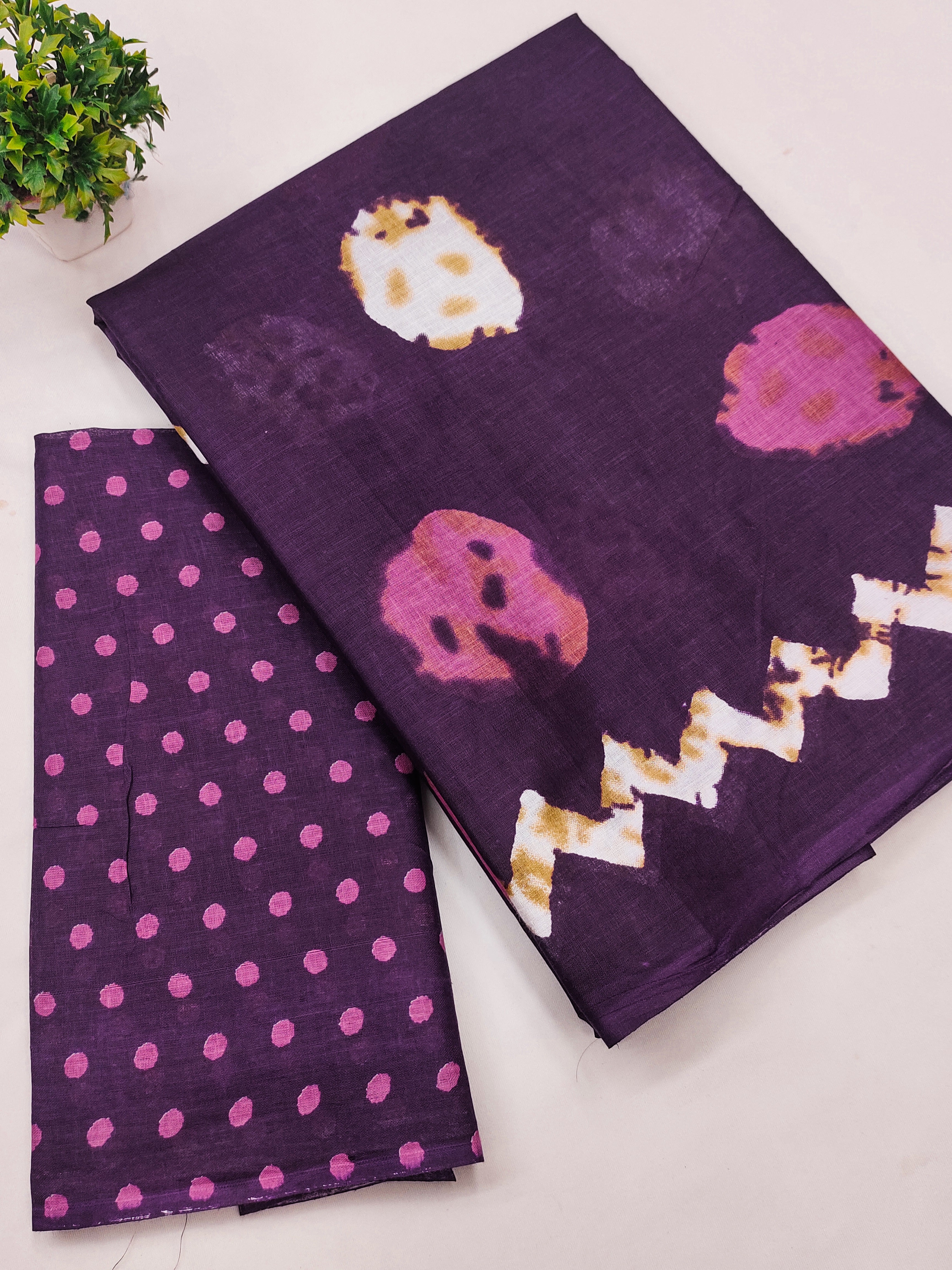 SAMRUDHI SOFT PURE COTTON FANCY BAGRU PRINT PURPLE SAREE