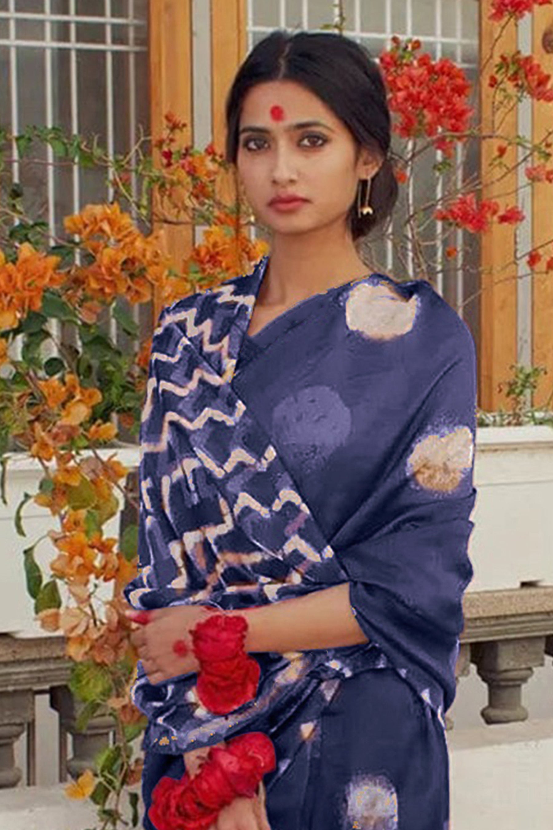 SAMRUDHI SOFT PURE COTTON FANCY BAGRU PRINT NEVY BLUE SAREE