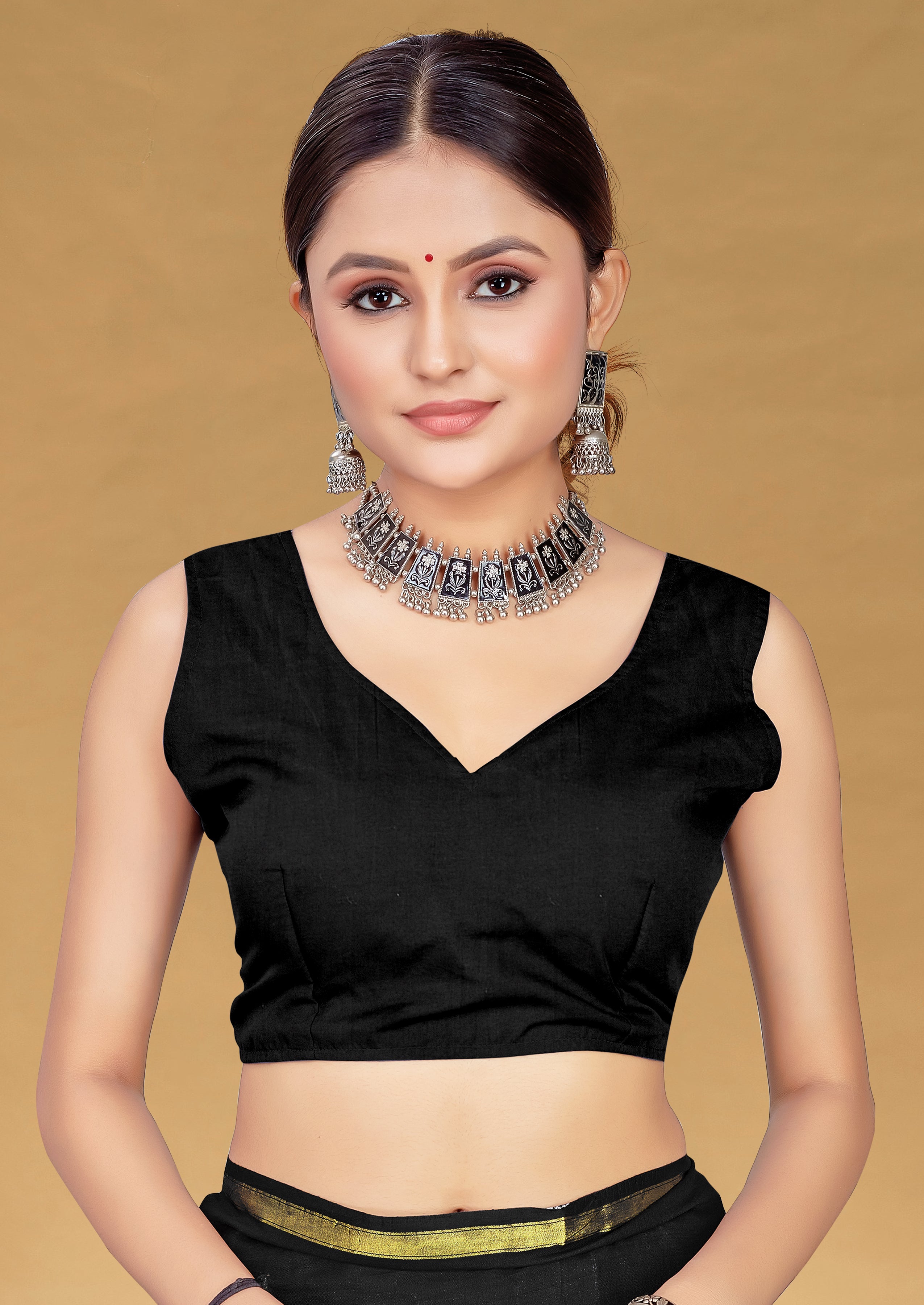 SUDHA BAGRU BLOCK PRINT SOFT MASLIN COTTON ZARI GOLDEN BORDER BLACK SAREE