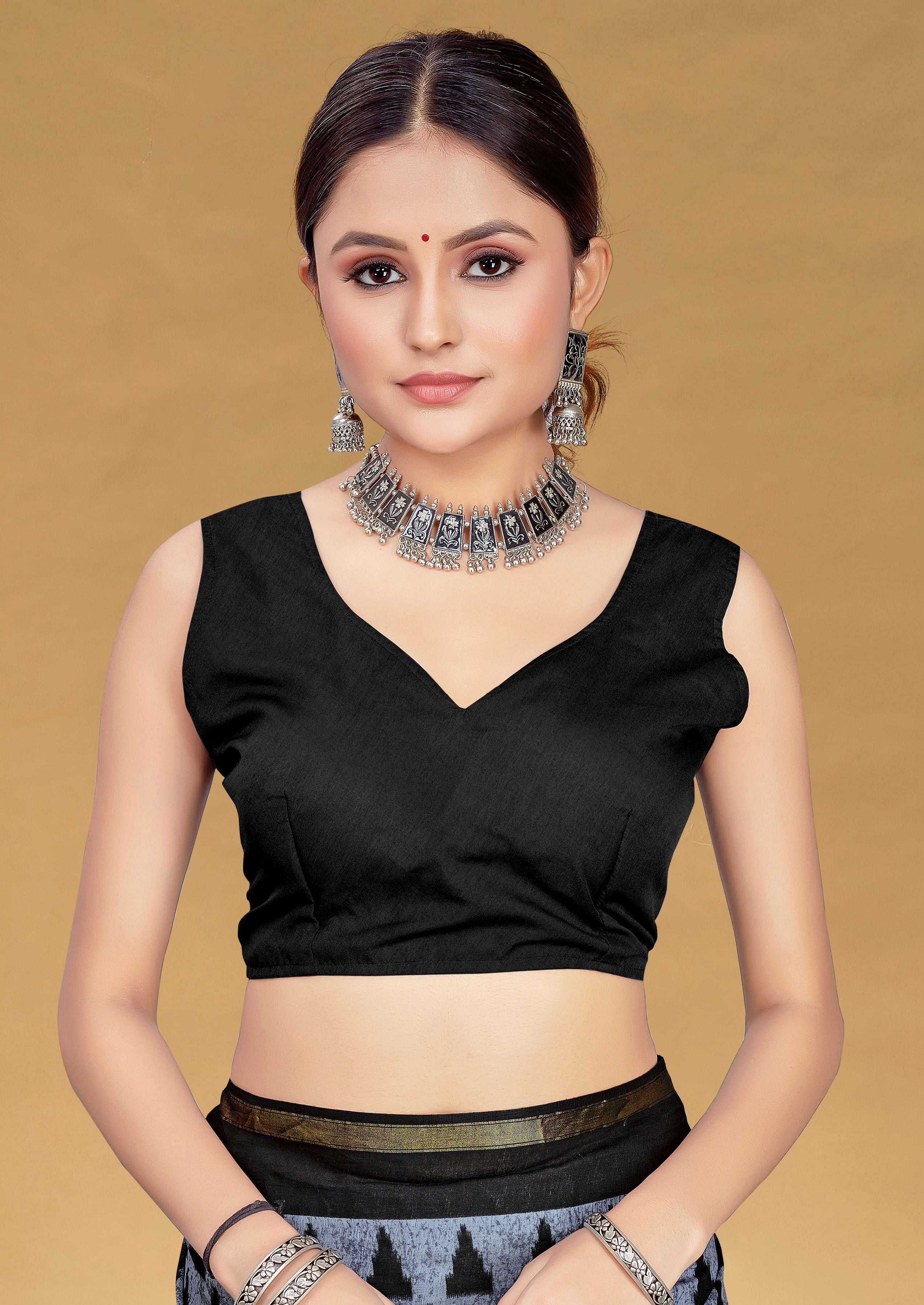 SUDHA BAGRU BLOCK PRINT SOFT MASLIN COTTON ZARI GOLDEN BORDER BLACK AND GREY SAREE