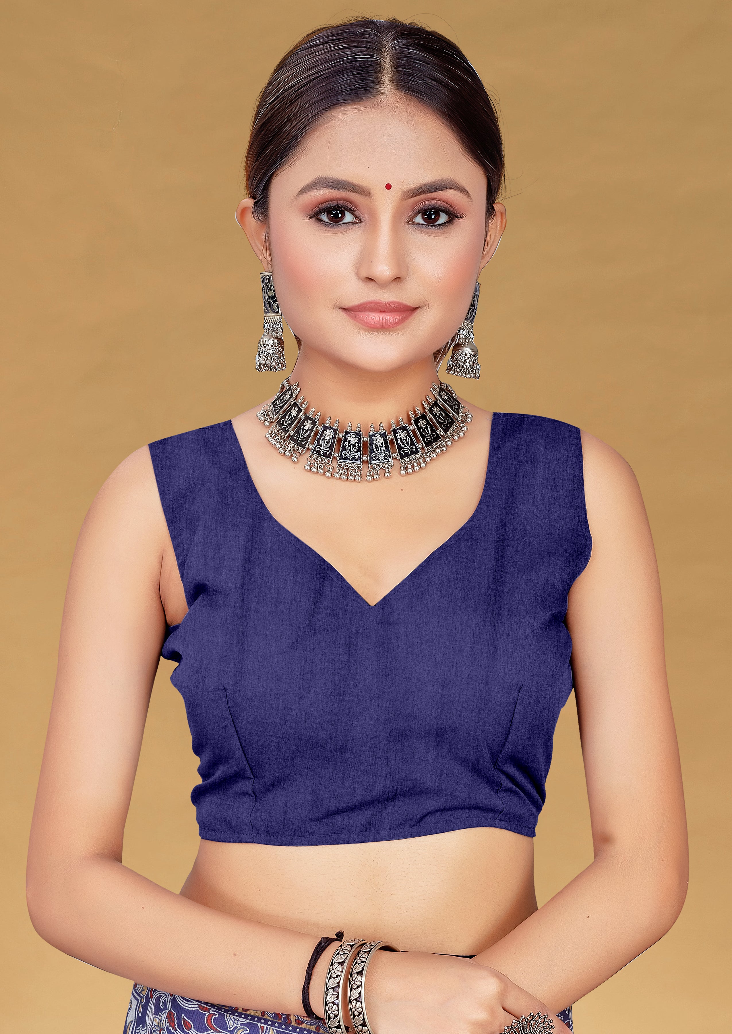 SUDHA BAGRU BLOCK PRINT SOFT MASLIN COTTON ZARI GOLDEN BORDER BLUE SAREE