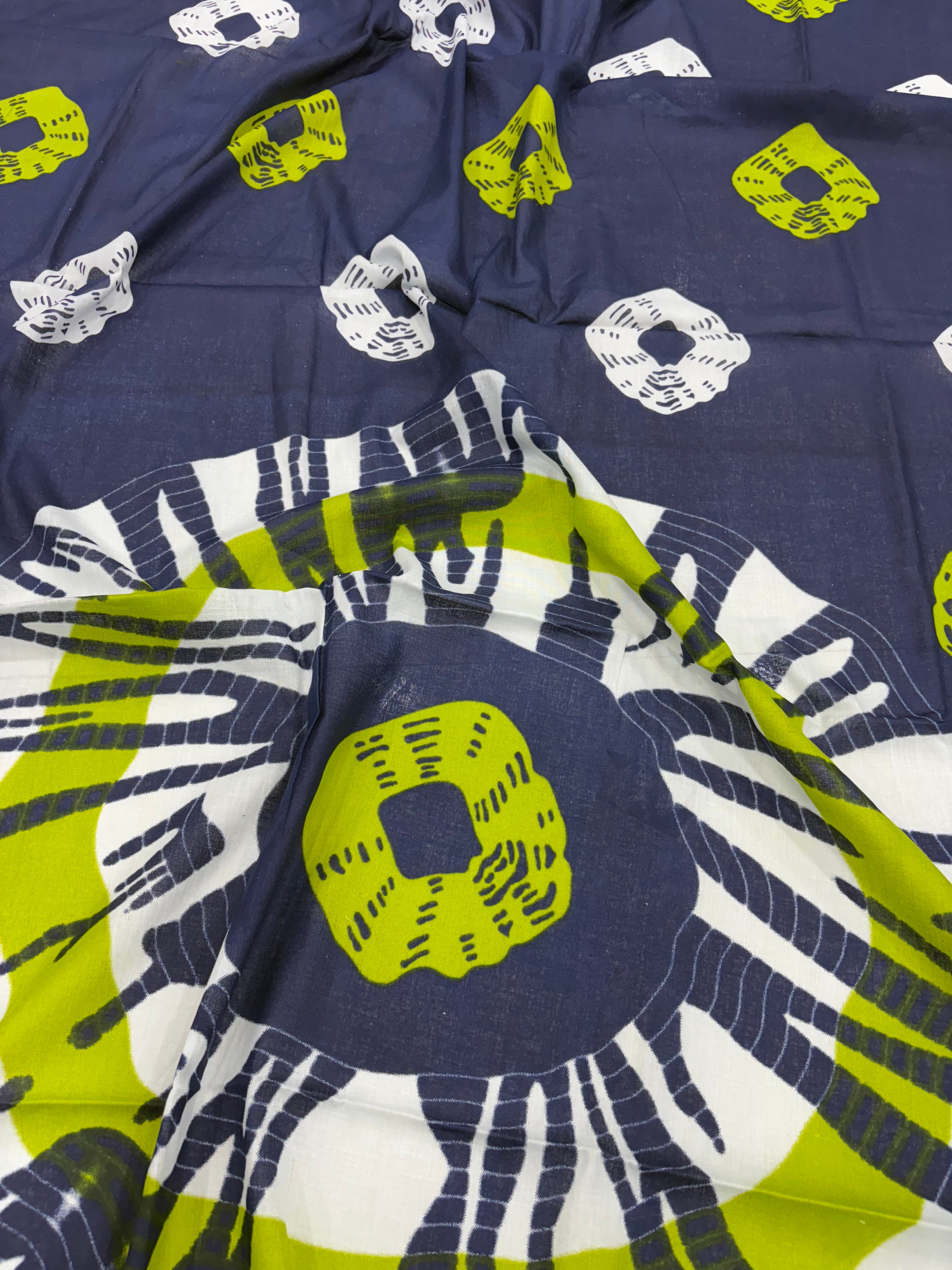 TIEDYE LUXE PREMIUM MULMUL COTTON TIEDYE PRINTED NEVY BLUE SAREE