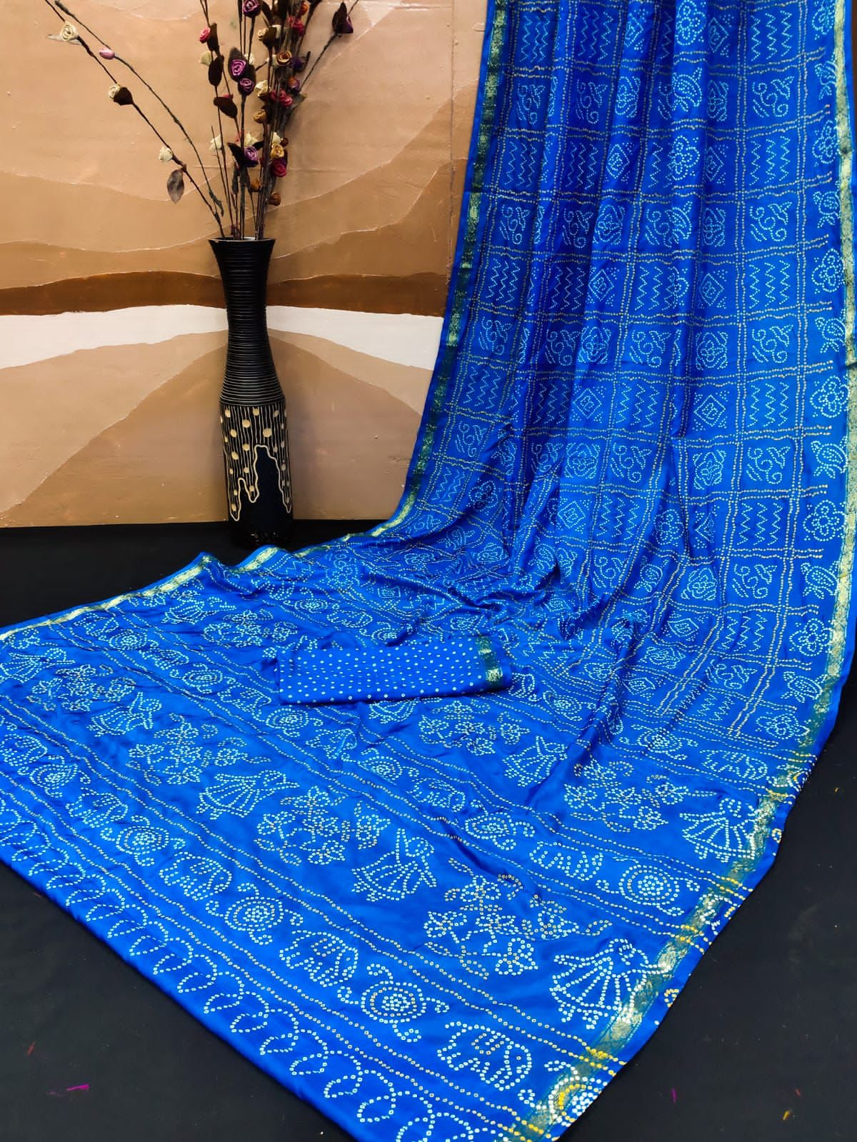 Blue Indian Sari Fabric