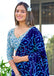 AARICA PURE MULMUL COTTON BATIK STYLE HAND BLOCK PRINTD BLUE SAREE