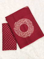AJRAKH BANDHEJ PURE MULMUL COTTON  HAND BLOCK PRINT RED SAREE