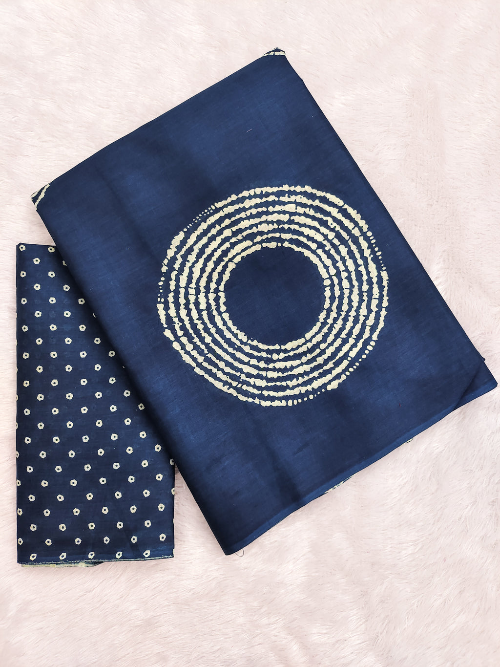 AJRAKH BANDHEJ PURE MULMUL COTTON  HAND BLOCK PRINT TEAL BLUE SAREE