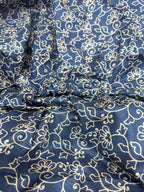 AJRAKH2 BLOCK PRINT PURE MULMUL COTTON BLUE SAREE