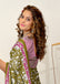 FLORAL HAND BLOCK STYLE PRINT MULMUL COTTON OLIVE GREEN SAREE