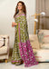 FLORAL HAND BLOCK STYLE PRINT MULMUL COTTON OLIVE GREEN SAREE