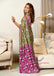 FLORAL HAND BLOCK STYLE PRINT MULMUL COTTON OLIVE GREEN SAREE