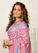 FLORAL HAND BLOCK STYLE PRINT MULMUL COTTON OLIVE PINK SAREE