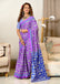 FLORAL HAND BLOCK STYLE PRINT MULMUL COTTON OLIVE PURPLE SAREE