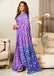 FLORAL HAND BLOCK STYLE PRINT MULMUL COTTON OLIVE PURPLE SAREE