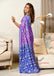 FLORAL HAND BLOCK STYLE PRINT MULMUL COTTON OLIVE PURPLE SAREE
