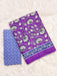 FLORAL HAND BLOCK STYLE PRINT MULMUL COTTON OLIVE PURPLE SAREE