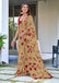 AKRUTI PURE MULMUL COTTON FLORAL STYLE HAND BLOCK PRINTD BEIGE WITH MAROON SAREE
