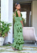 AKRUTI PURE MULMUL COTTON FLORAL STYLE HAND BLOCK PRINTD LIGHT GREEN WITH DARK GREEN SAREE