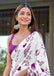 AKRUTI PURE MULMUL COTTON FLORAL STYLE HAND BLOCK PRINTD WHITE AND PURPLE SAREE