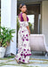AKRUTI PURE MULMUL COTTON FLORAL STYLE HAND BLOCK PRINTD WHITE AND PURPLE SAREE