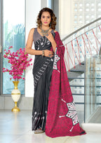 ANAYA PURE COTTON FANCY HAND BLOCK PRINT GREY SAREE