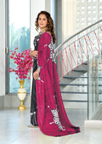 ANAYA PURE COTTON FANCY HAND BLOCK PRINT GREY SAREE