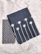 ANAYA PURE COTTON FANCY HAND BLOCK PRINT GREY SAREE