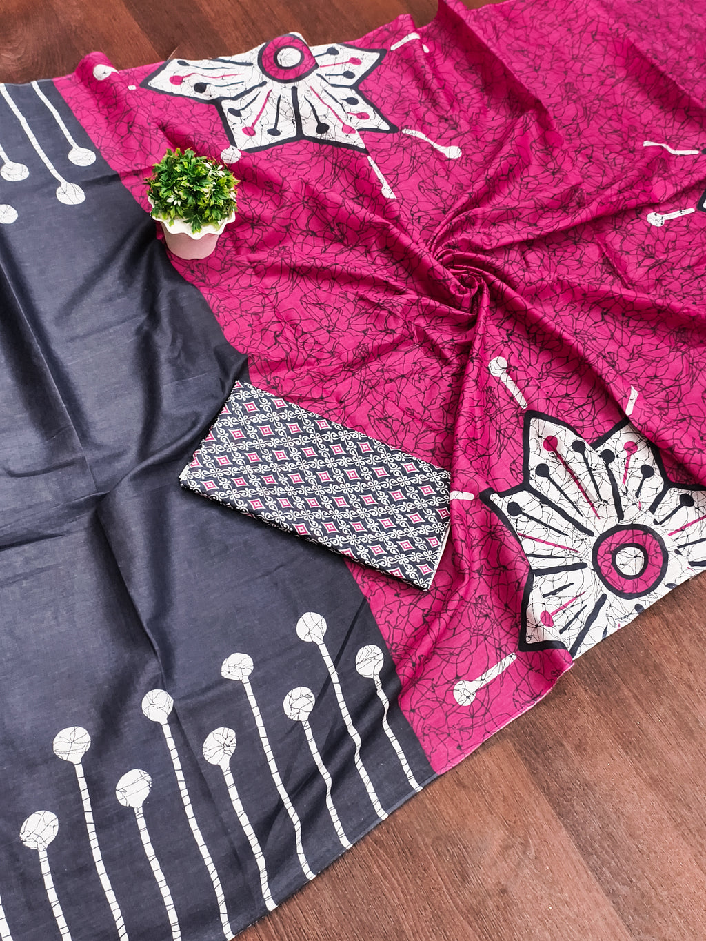 ANAYA PURE COTTON FANCY HAND BLOCK PRINT GREY SAREE
