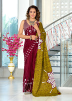 ANAYA PURE COTTON FANCY HAND BLOCK PRINT MAROON SAREE
