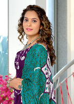 ANAYA PURE COTTON FANCY HAND BLOCK PRINT PURPLE SAREE