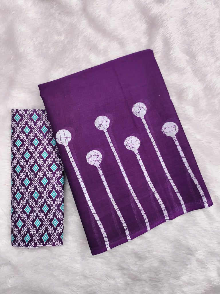 ANAYA PURE COTTON FANCY HAND BLOCK PRINT PURPLE SAREE