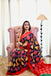 ANGRAKHA PURE MULMUL COTTON IKKAT HAND PRINTED BLACK SAREE
