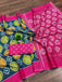 ANGRAKHA PURE MULMUL COTTON IKKAT HAND PRINTED DARK TEAL SAREE