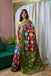 ANGRAKHA PURE MULMUL COTTON IKKAT HAND PRINTED MAROON SAREE