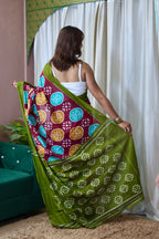 ANGRAKHA PURE MULMUL COTTON IKKAT HAND PRINTED MAROON SAREE