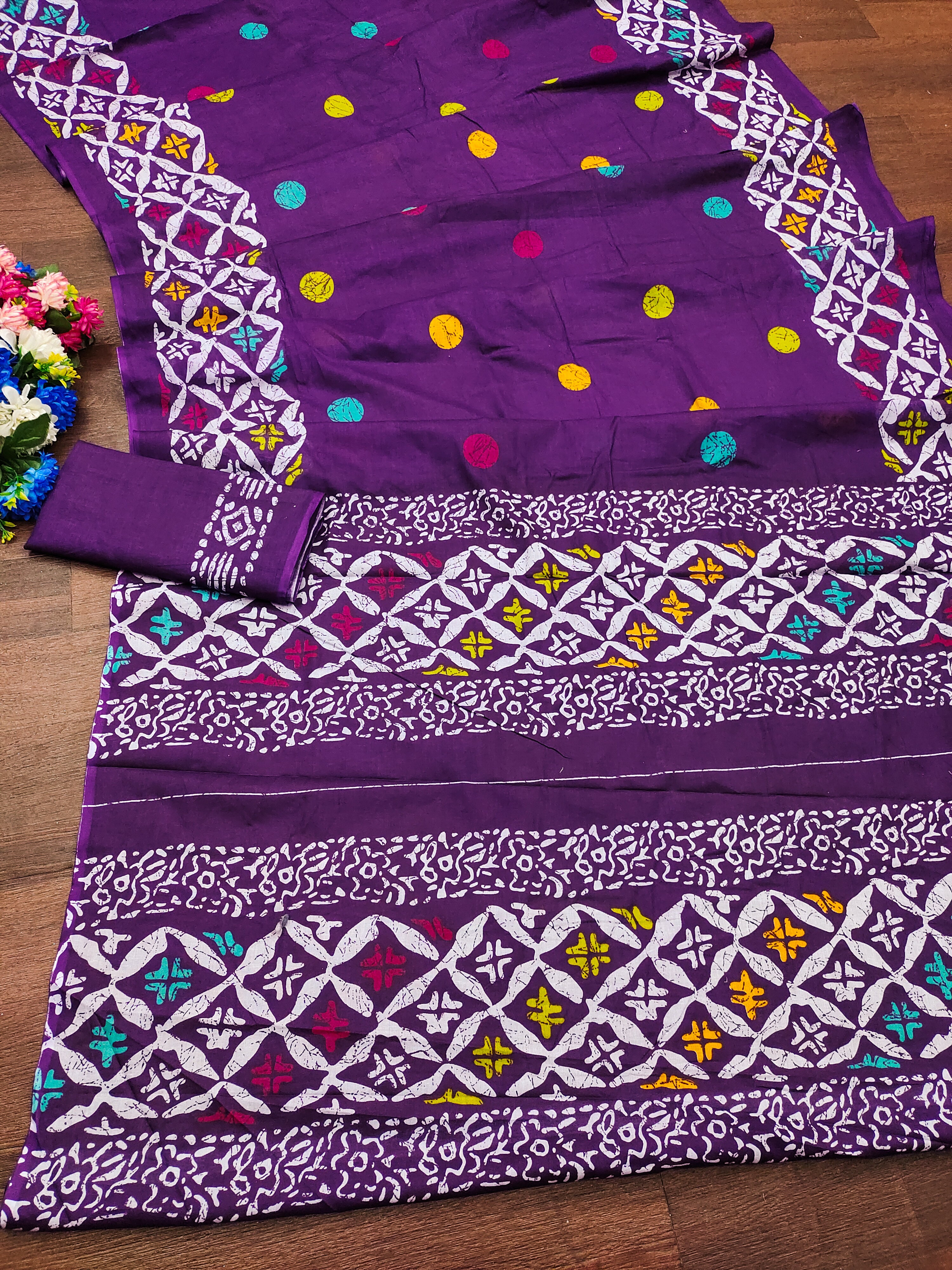 ANTARA SOFT PURE COTTON BLOCK PRINT PURPLE SAREE
