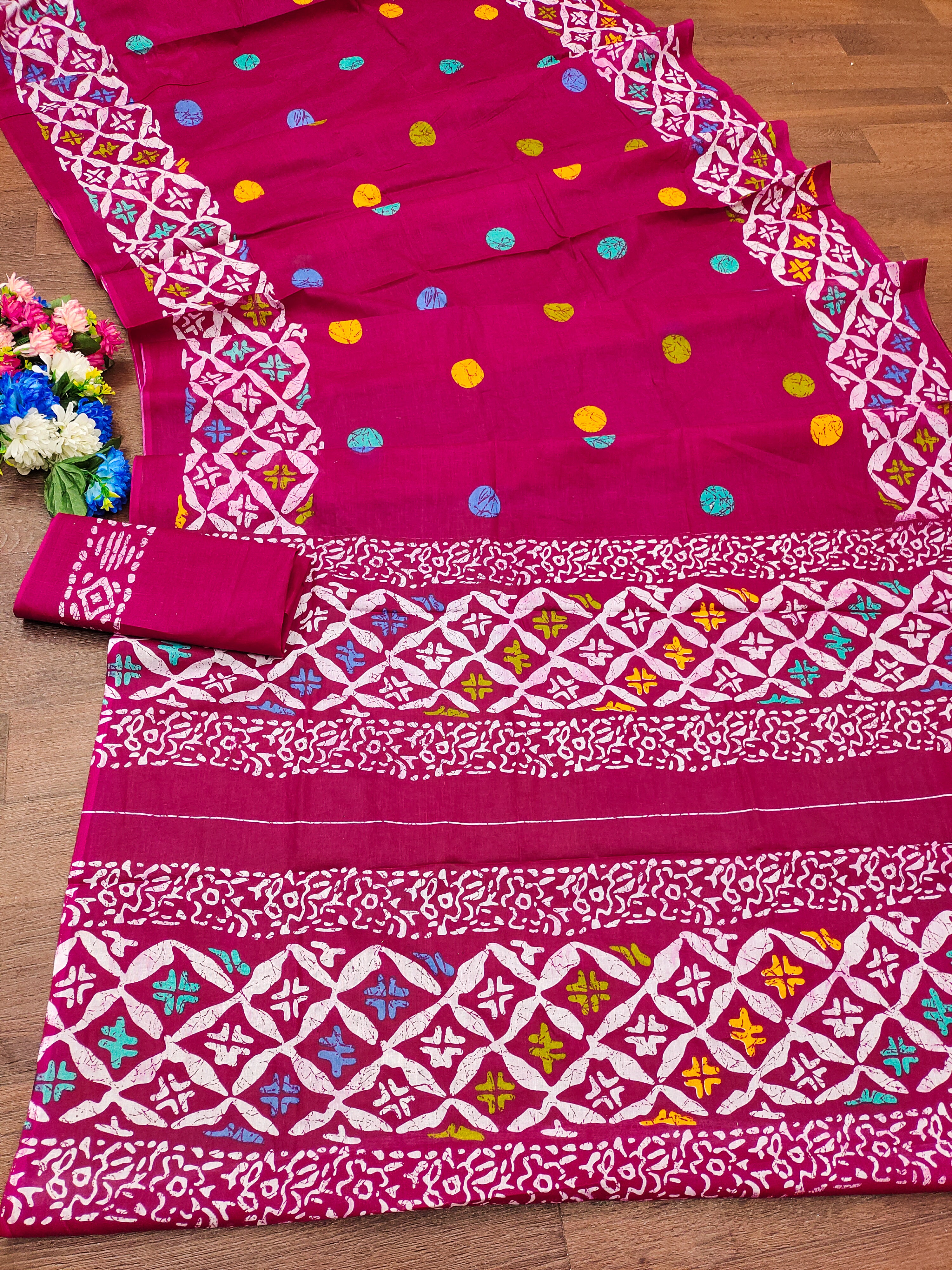 ANTARA SOFT PURE COTTON BLOCK PRINT PINK SAREE