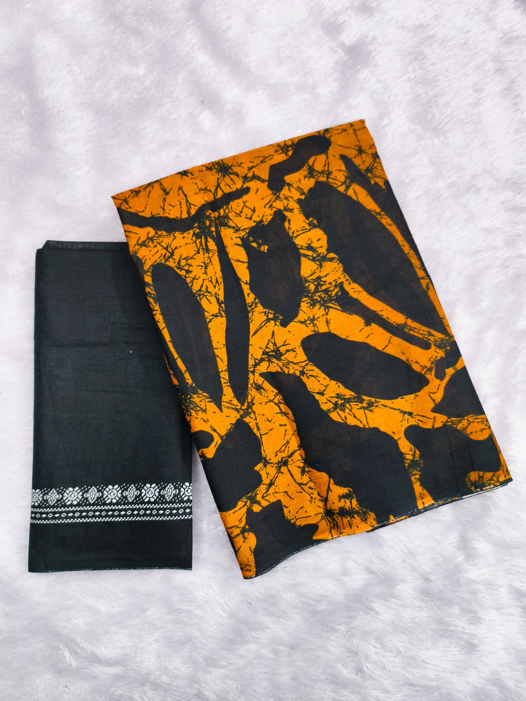 ANUPAMAA PURE MULMUL COTTON HAND BLOCK PRINTD MUSTARD SAREE
