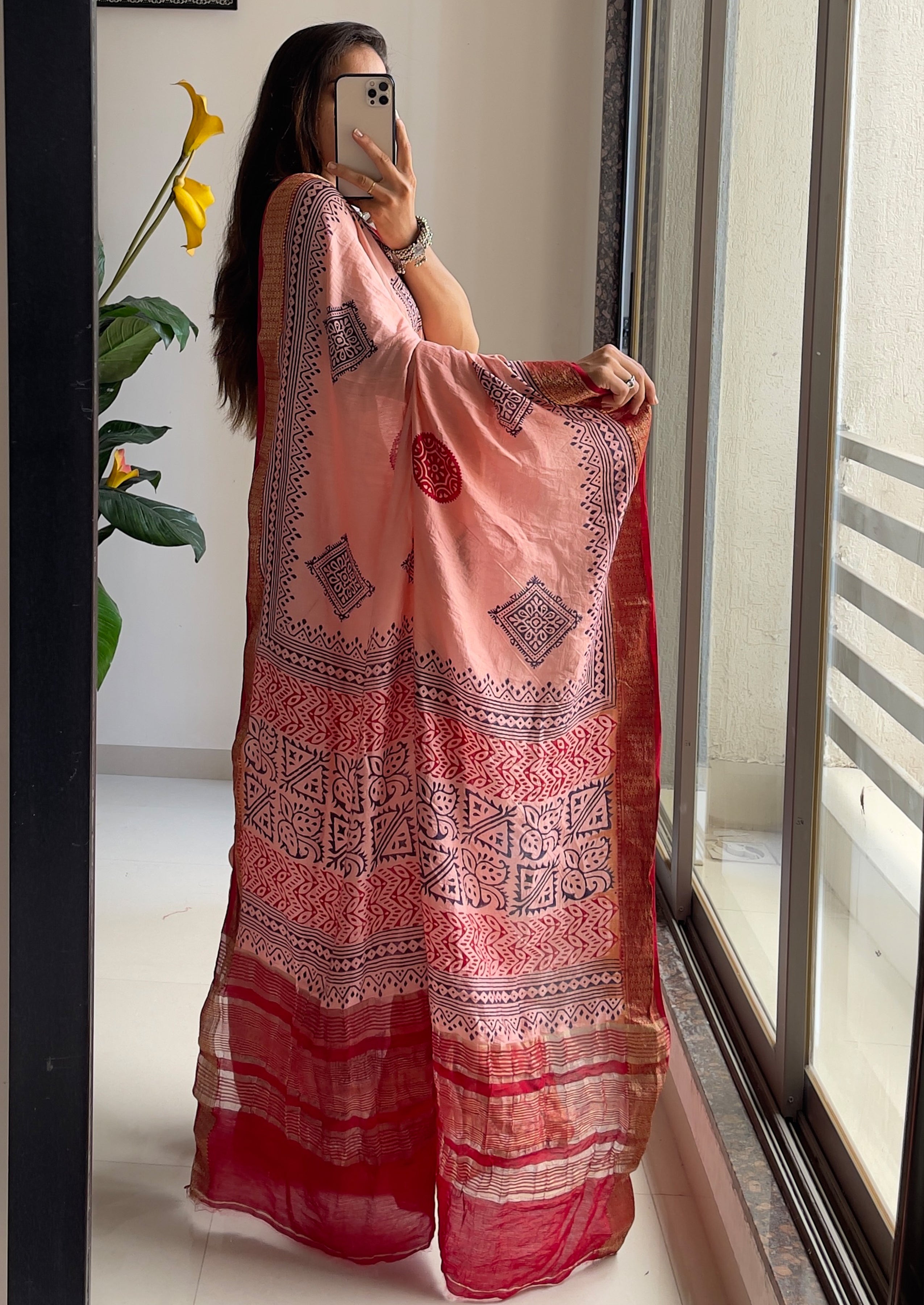 ASSAM SILK NATURAL CELLULOSE NYLON AND VISCOSE ZARI WEAVING ROSE PINK SAREE