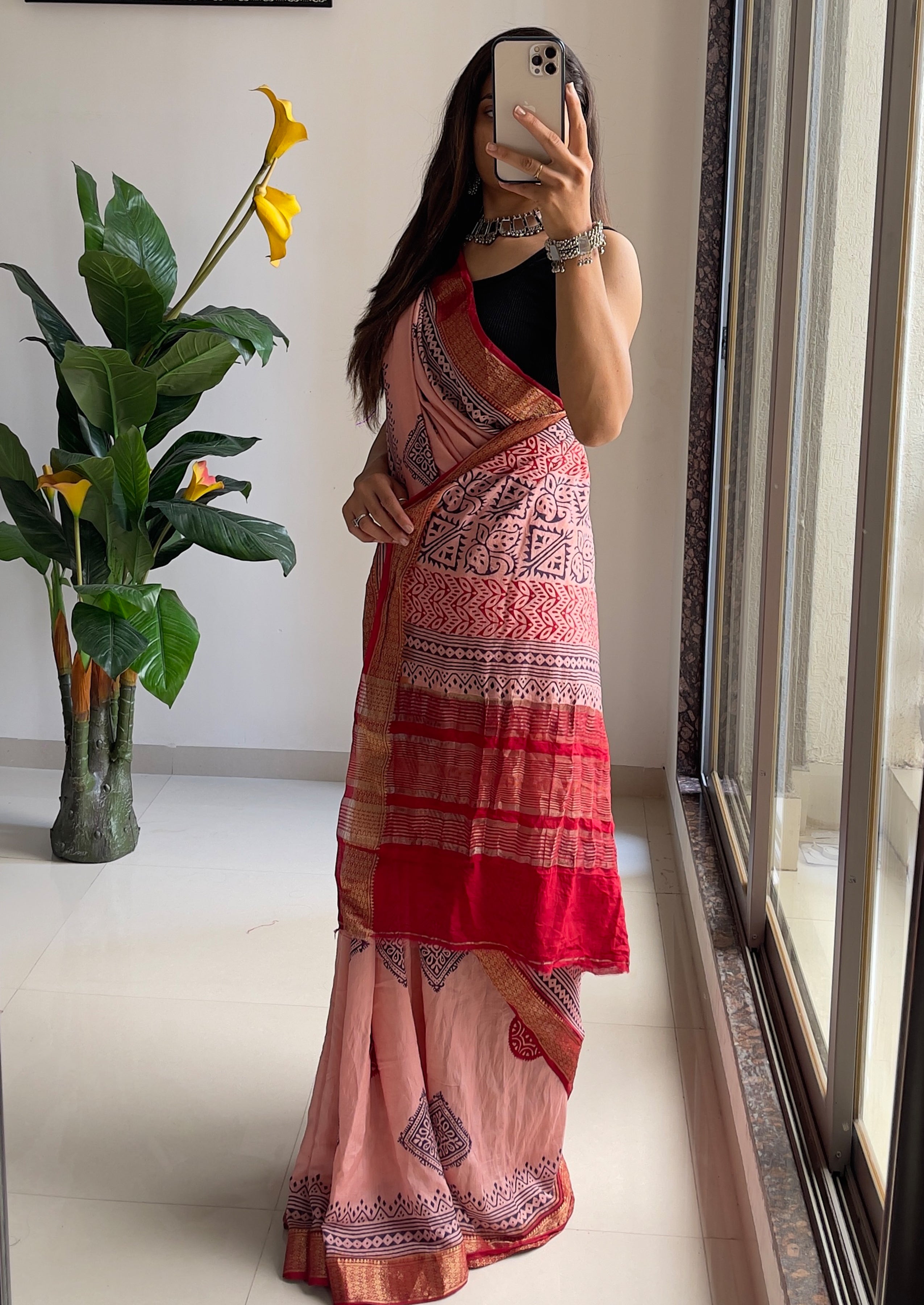 ASSAM SILK NATURAL CELLULOSE NYLON AND VISCOSE ZARI WEAVING ROSE PINK SAREE