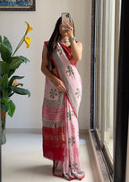 ASSAM SILK NATURAL CELLULOSE NYLON AND VISCOSE ZARI WEAVING PINK SAREE